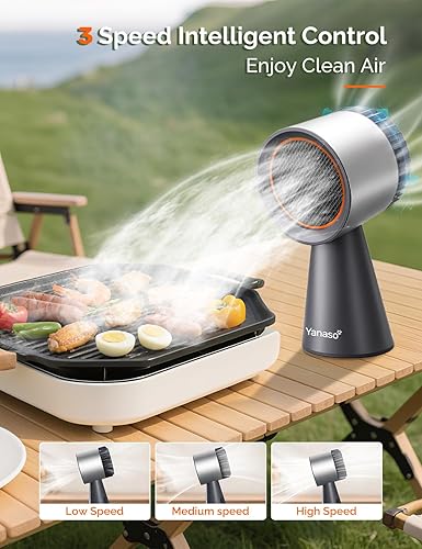 Miniatura 2 de Campana extractora de cocina portátil, ventilador silencioso de 3 velocidades para encimera con filtros de carbono duales, taza de aceite grande