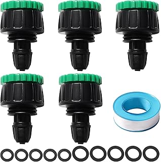 VooGenzek 5 Piezas G1/2 G3/4 a 4/7 mm Tubo de Riego por Goteo de Adaptador, Conectores de Tubo de Riego por Goteo, Agricultura Accesorios de Riego, con Hebilla de Bloqueo, para Césped, Jardines