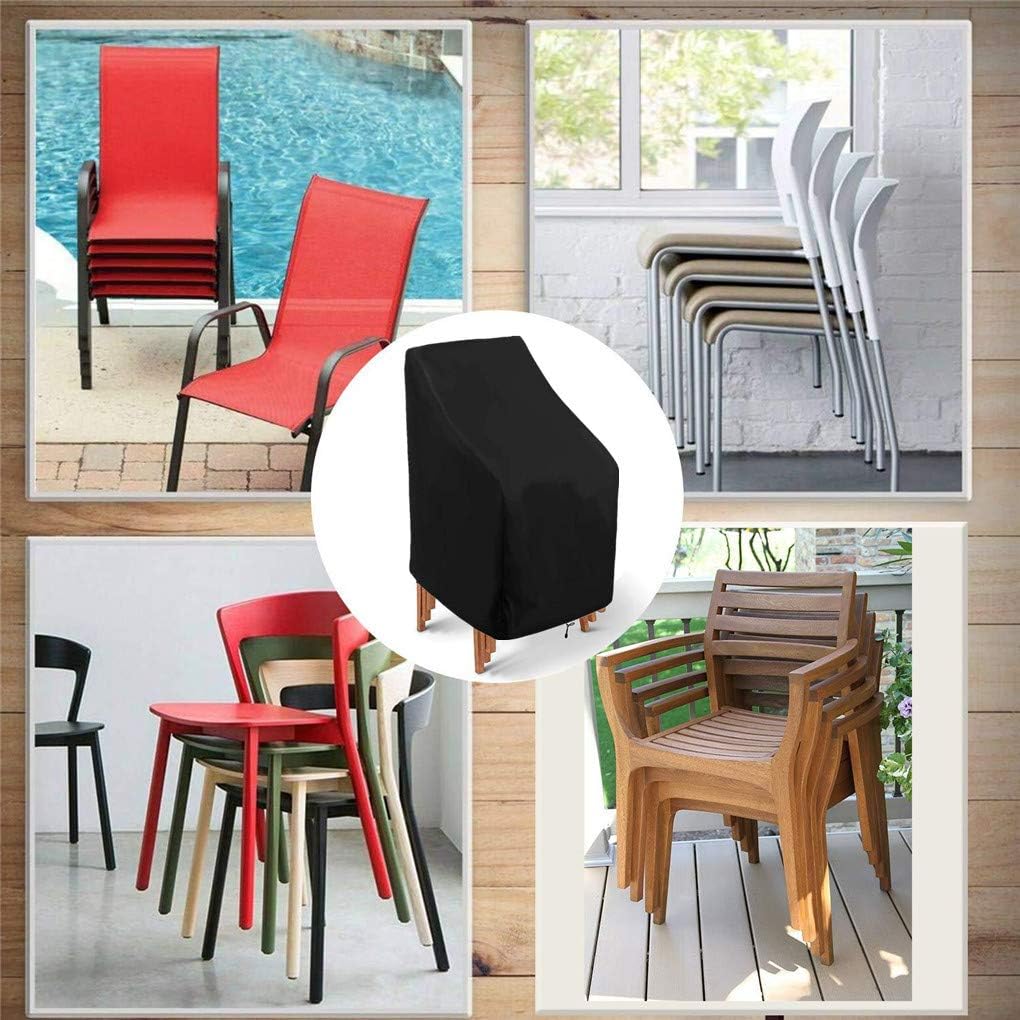 Patio Stackable Chair Covers 420D Waterproof Outdoor High Back Stackable Dining Chair Cover Patio Furniture Protector Fits up to 35 W x 35 D x 35/47 H Inches,2 Pack