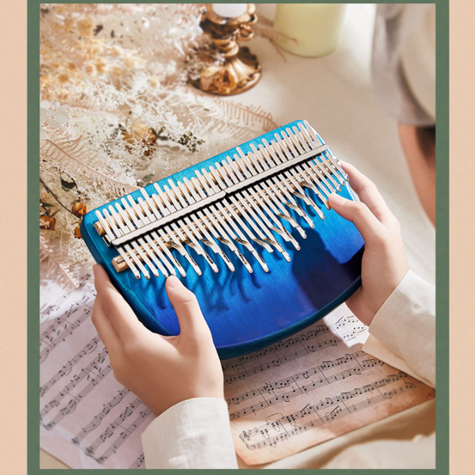 Exquisiter Klang Daumenklavier 34 Töne, einschließlich Halbtöne, Holzkörperinstrument, Musiklernzubehör, Geschenke für Erwachsene, Anfänger Einfach zu Spielen