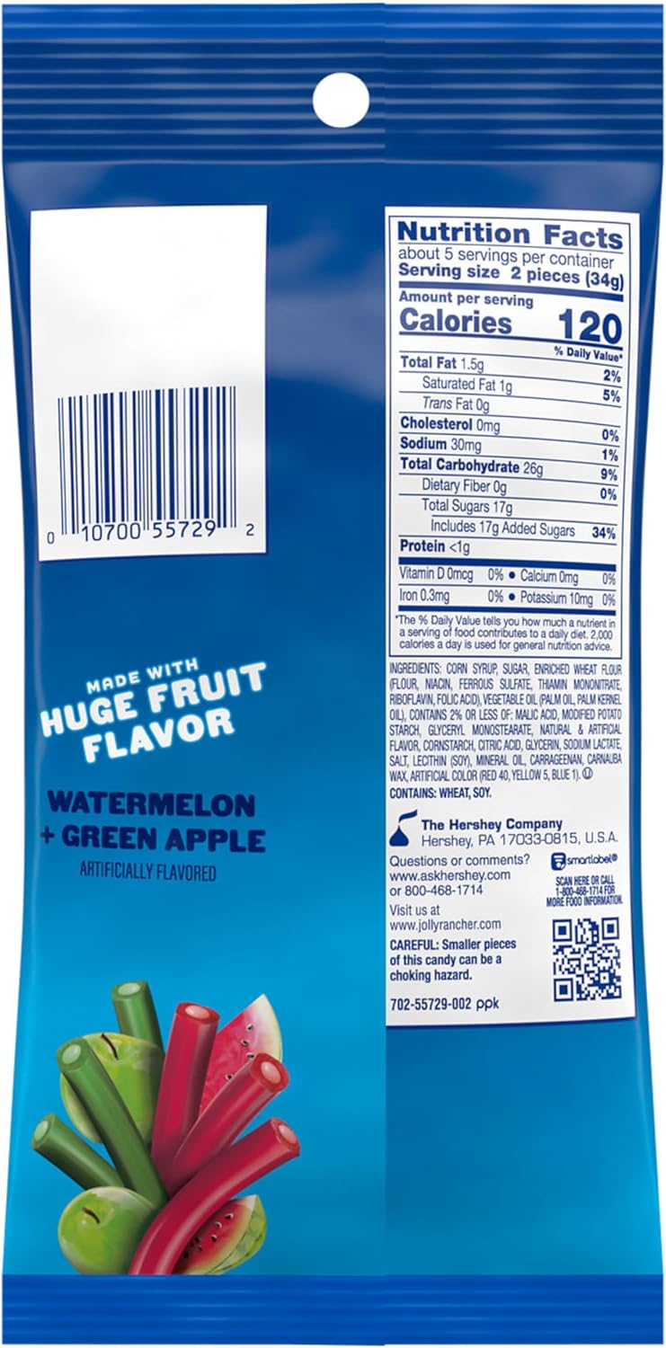 J RANCHER Ropes Watermelon and Green Flavored Candy Bag