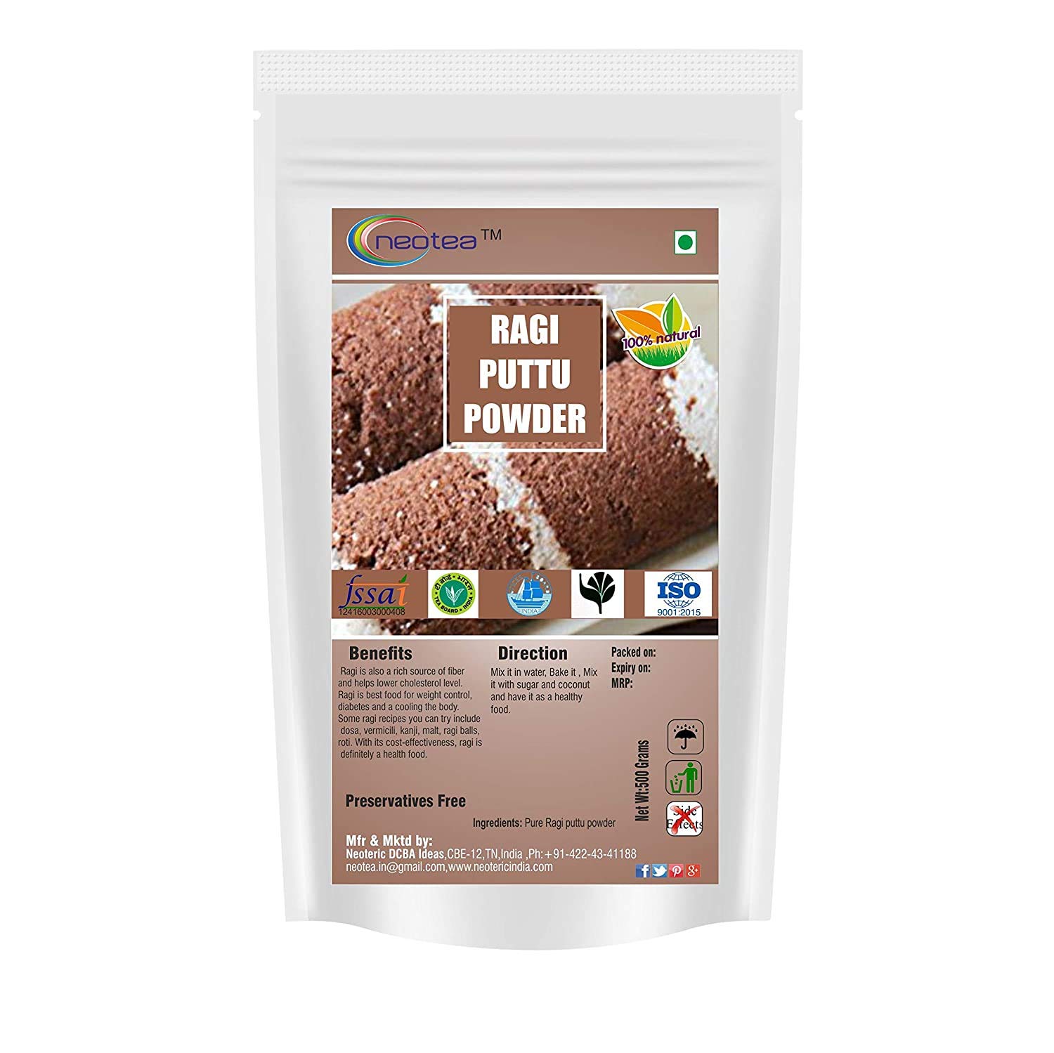 Neotea Ragi Putu Powder, 500G (B0742CSG24) Amazon Price History, Amazon Price Tracker