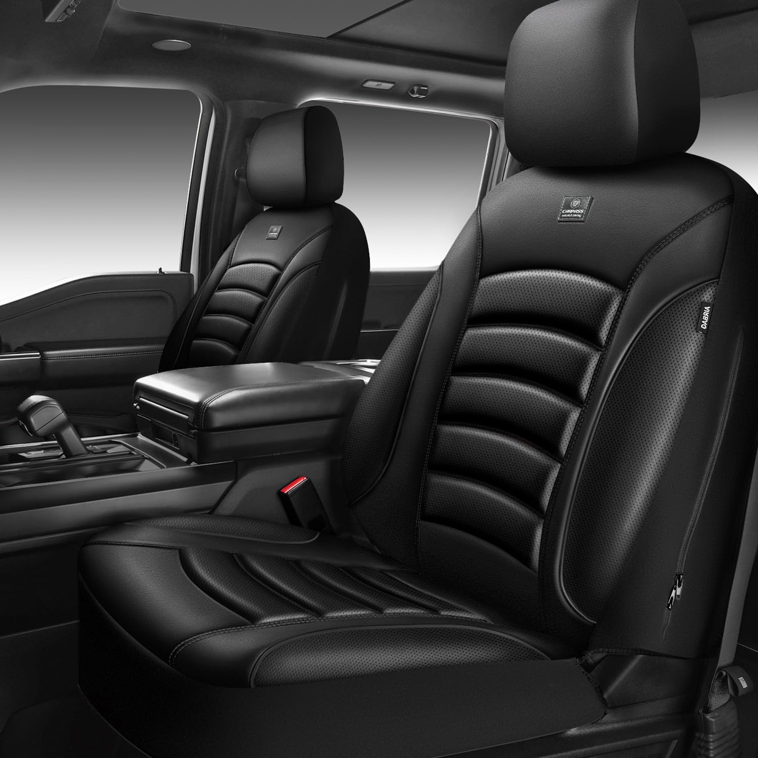 CAR PASS 3D Foam PU Leather Car Seat Covers, Universal Seat Covers Front 2 fo...