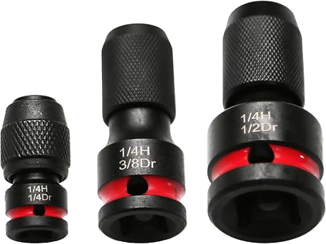 TMAX 3p Impact Screwdriver Bit Holder Socket Adapter, 1/2" &3/8" &1/4"