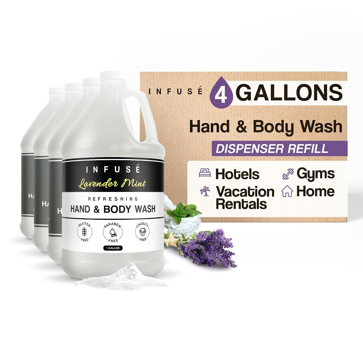 Lavender Mint Hotel Hand & Body Wash, Gallon Refill, 4 Gallons
