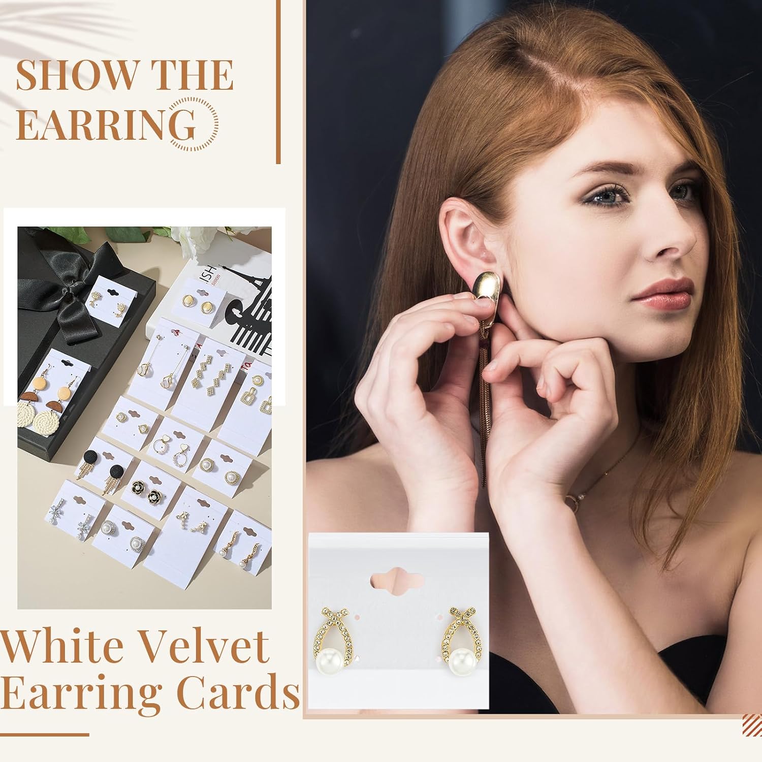 Tondiamo 200 Pcs 2 Size White Velvet Earring Cards for Selling Jewelry image 4