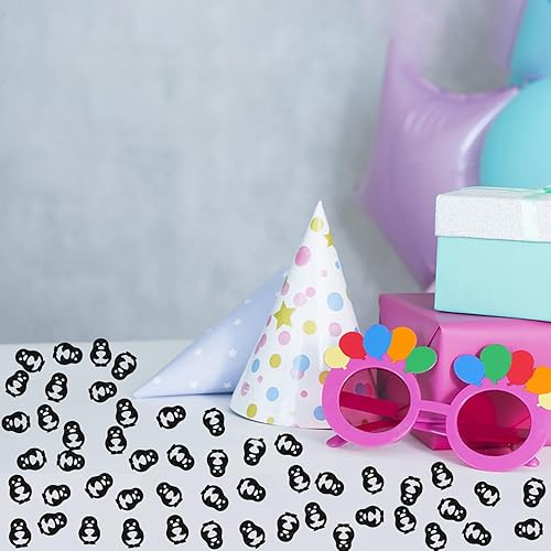 Miniatura 5 de 100pcs Penguin Confetti, Black Glitter Bird Table Confetti for Baby Shower, Arctic Polar Animal Paper Scatters, Winter Wonderland/Gender Reveal