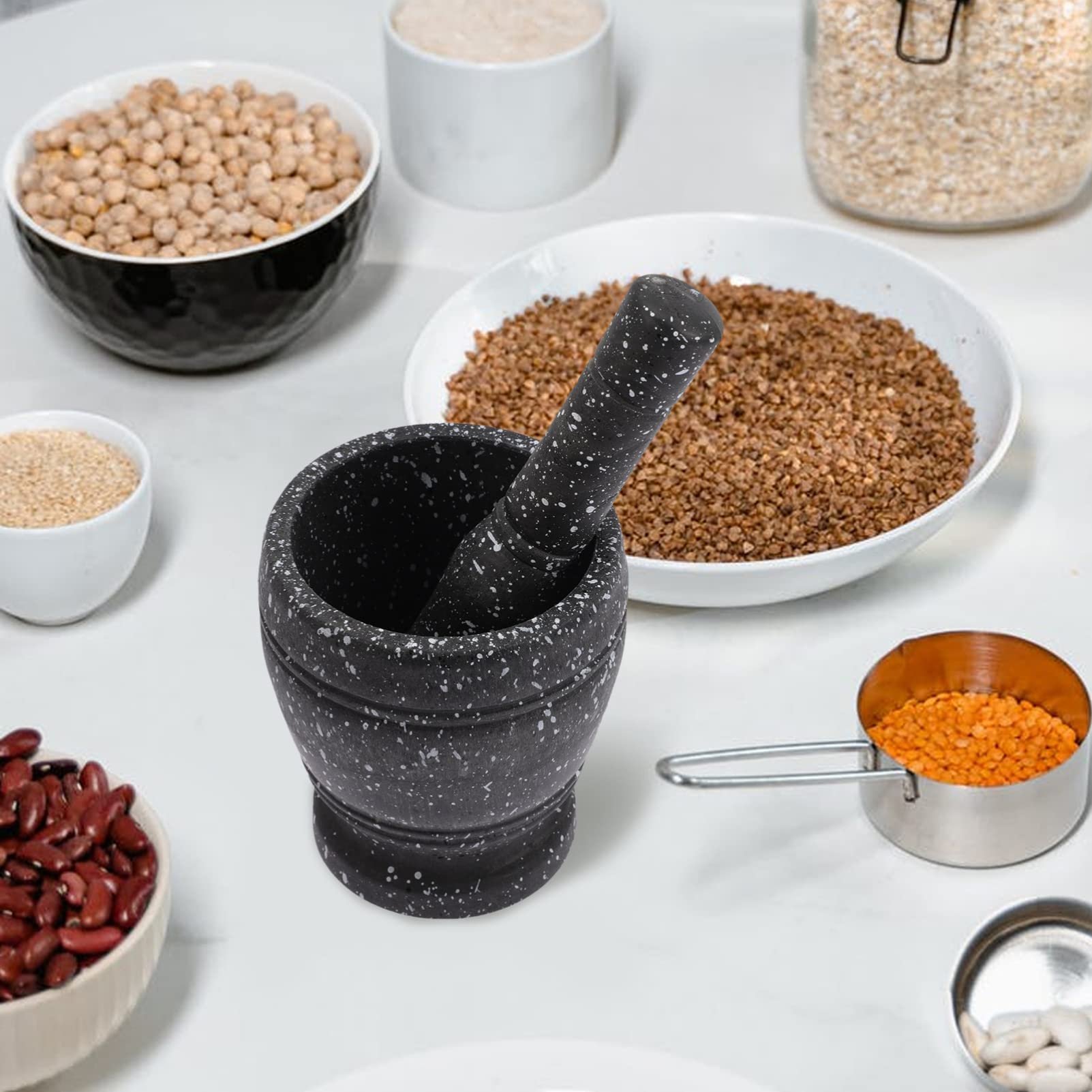 Zerodeko Practical Marble Pounding Tool Garlic Shredder Stone and Pestle for Cooking - Image 9