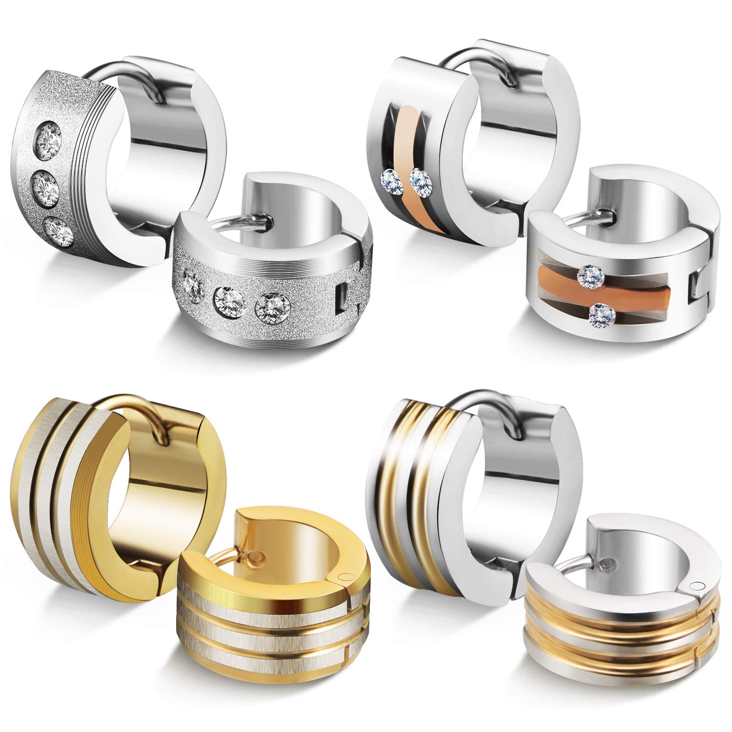 2Pairs Lightweight Teardrop Hoop Earrings for Women - 18k Gold Plated Large Small Size Oval Pull Through Hoop Earrings Teen Gift High Polished Statement Jewelry for Women, Stainless Steel, No Gemstone