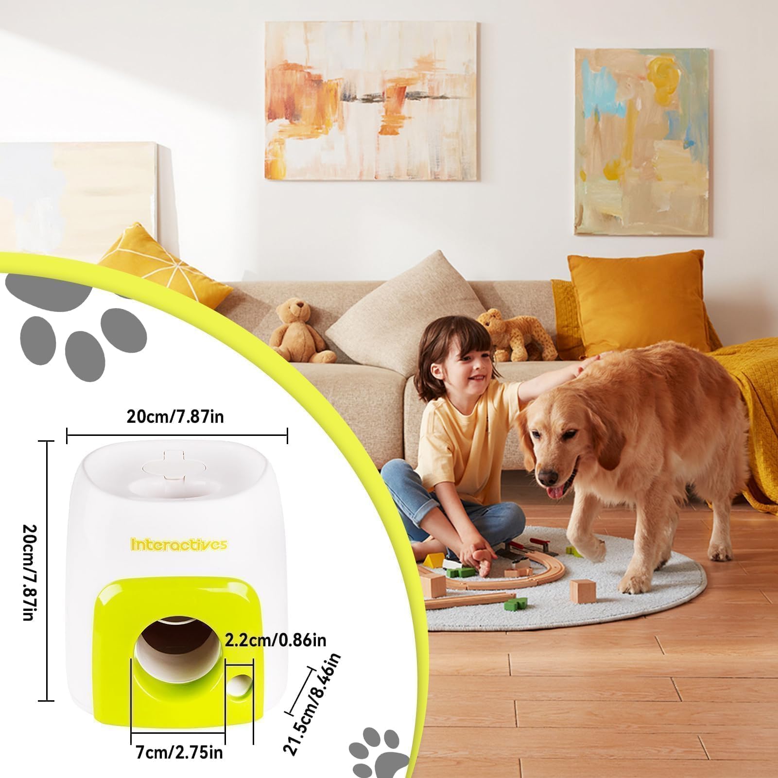 Cyrank Lanceur Automatique De Balle pour Chien, Machine Interactive De Lancement De Balle De Tennis pour, Jouet D'enrichissement pour Usage Intérieur, Lanceur de Balle pour