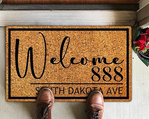 Miniatura 4 de Tapetes para puerta  Nombre de la familia con monograma  Tapete de bienvenida duradero personalizado  Tapete de piso de perfil bajo personalizado