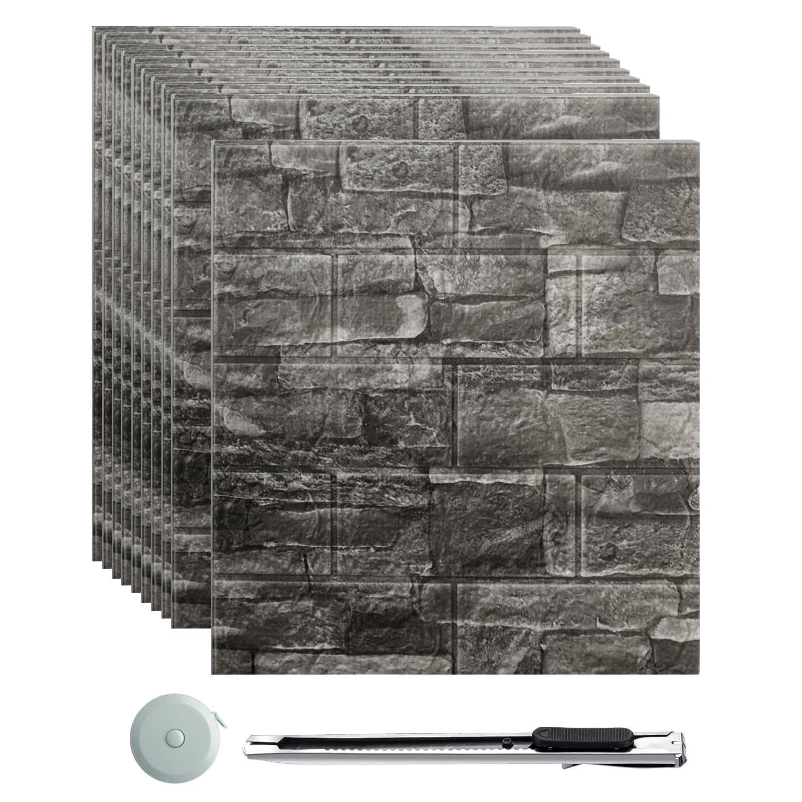 3D Tapete Wandpaneele Selbstklebend,10 Stück Ziegel Tapete,Steinoptik Tapete Wasserdicht Wandaufkleber, 35×38.5cm Wandtapete Schaumstoff,für Wohnzimmer Schlafzimmer Kinderzimmer (Schwarz Ziegel)