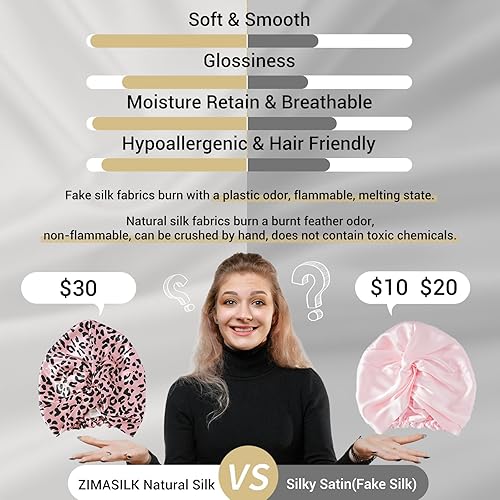 Miniatura 70 de ZIMASILK - Gorro para dormir de 100% seda morera de 0.18 libras para el cuidado del cabello, capota de seda con elástico para la cabeza (1 unidad,