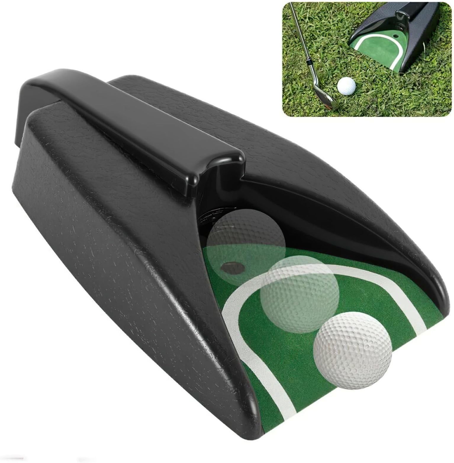 Golf Automatic Putting Cup, Golf Return Machine with 5Pcs Golf Ball Spikes Golf Putting Practice Hole Putting Training Aid with Auto Ball Return for Indoor Outdoor Golf Practice
