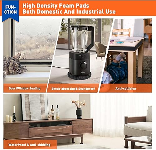 Miniatura 6 de MAGZO Acolchado de espuma adhesiva con respaldo de 12 pulgada de grosor x 12 pulgadas de ancho x 59 pulgadas de largo, hojas de neopreno negro,