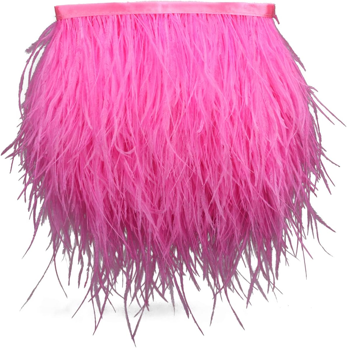 AMZTKDIY Ostrich Feathers Sewing Fringe Trim Ribbon for Crafts Clothes Accessories Latin Wedding Dress DIY 2 Yards 4-6inch Width (2 Yards, Red)