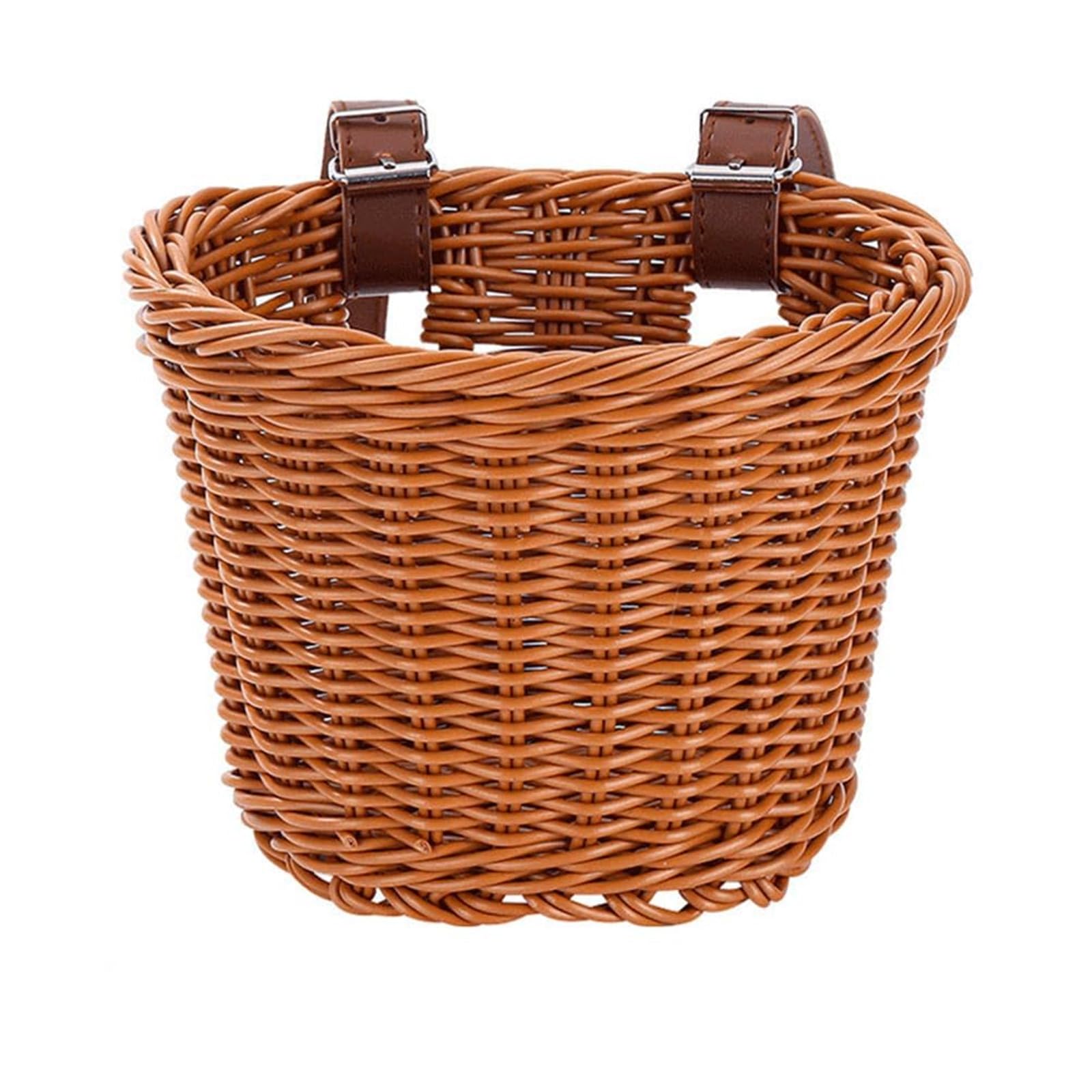 Fahrradkorb Rollerkorb Kinder Laufrad Vorderer Lenkerkorb Handgeflochtener aus Kunststoffgeflecht Bunt Vorne Abnehmbar, Geflochten aus Rattan Mit Lederriemen (Teal-mittel)