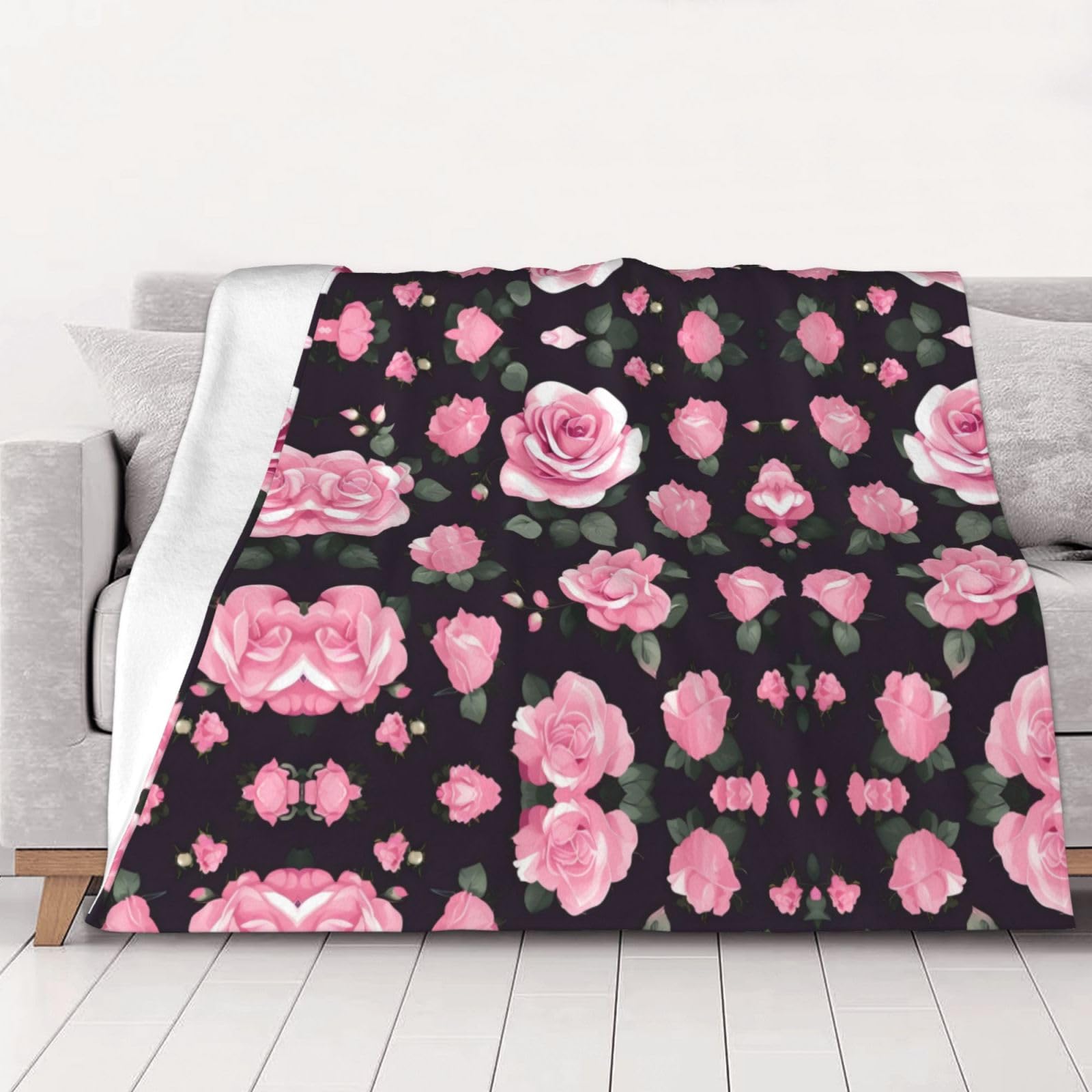 Couverture polaire rose lit canapé flanelle peluche douce 152x203 cm
