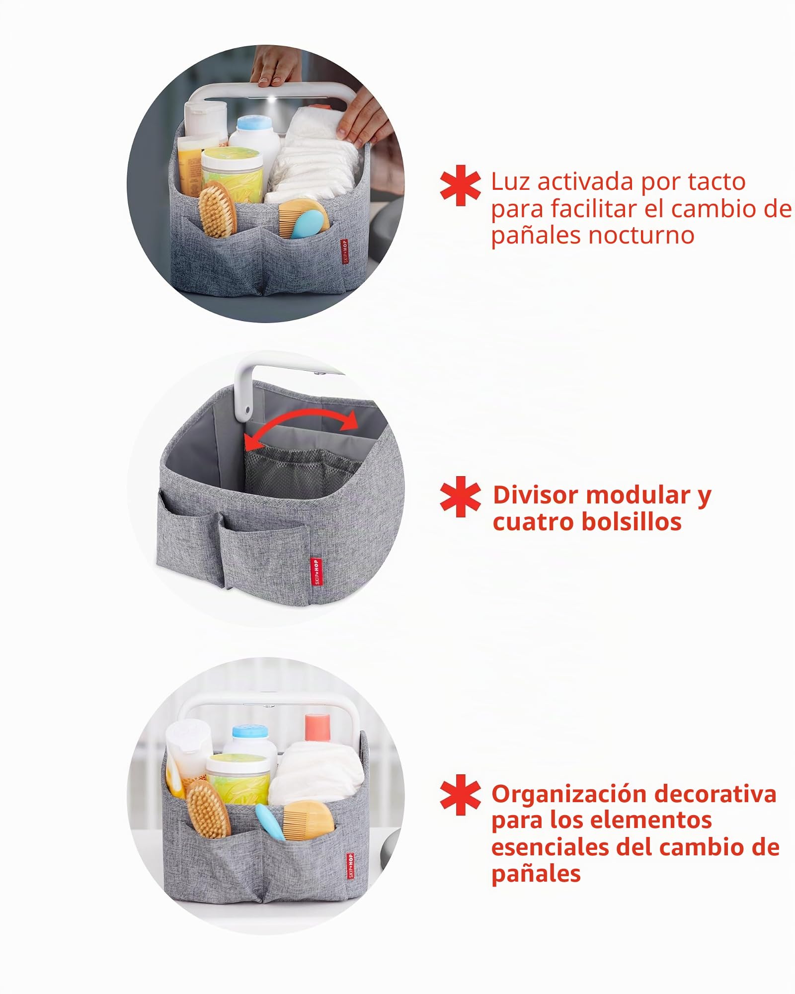 Skip Hop Organizador de pañales con sensor táctil, luz nocturna, estilo guardería, avena