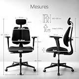 Rieior Chaise de Bureau Ergonomique, Dossier Séparé Dynamique, Siège en Mousse Moulée 8 cm, Accoudoirs 4D, Fauteuil de Bureau Grand Dossier, Flex S3, Noir - 2