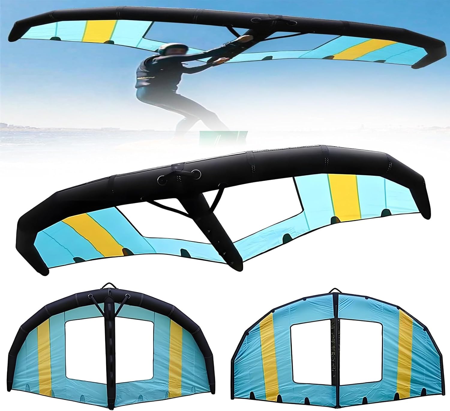 Inflatable Wind Wing and Hydrofoil Board - Versatile Handheld Surf Sail with Window, All-Level Wing Foil Board for Ocean, Lake Kitesurfing 6m³