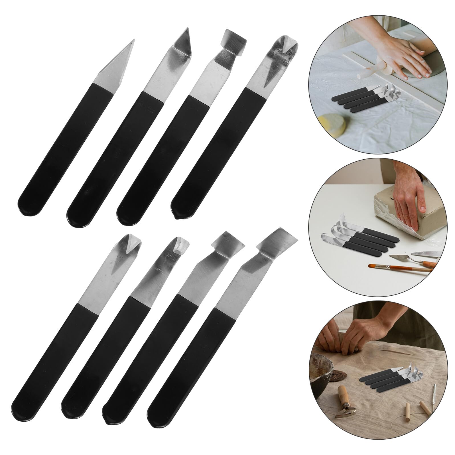 STOBAZA 8piezas Cuchillo para Recortar Embriones de Arcilla Herramienta de Esculpir Acero Inoxidable para Manualidades Tallar y Moldear Arcilla para Modelismo