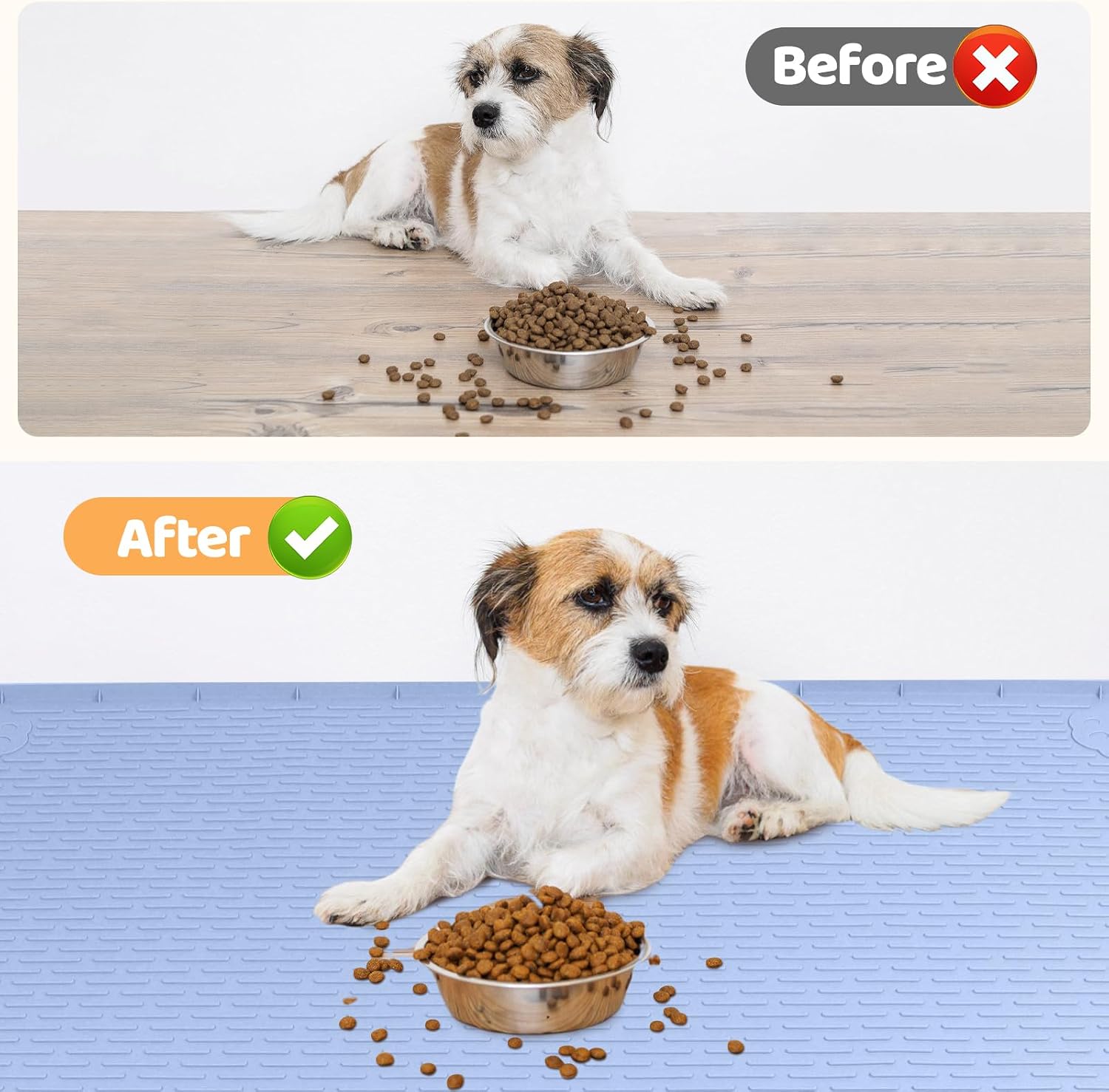 Dog Food Mat 34''x22'' Extra Large Dog Mat for Food and Water, Blue image 4