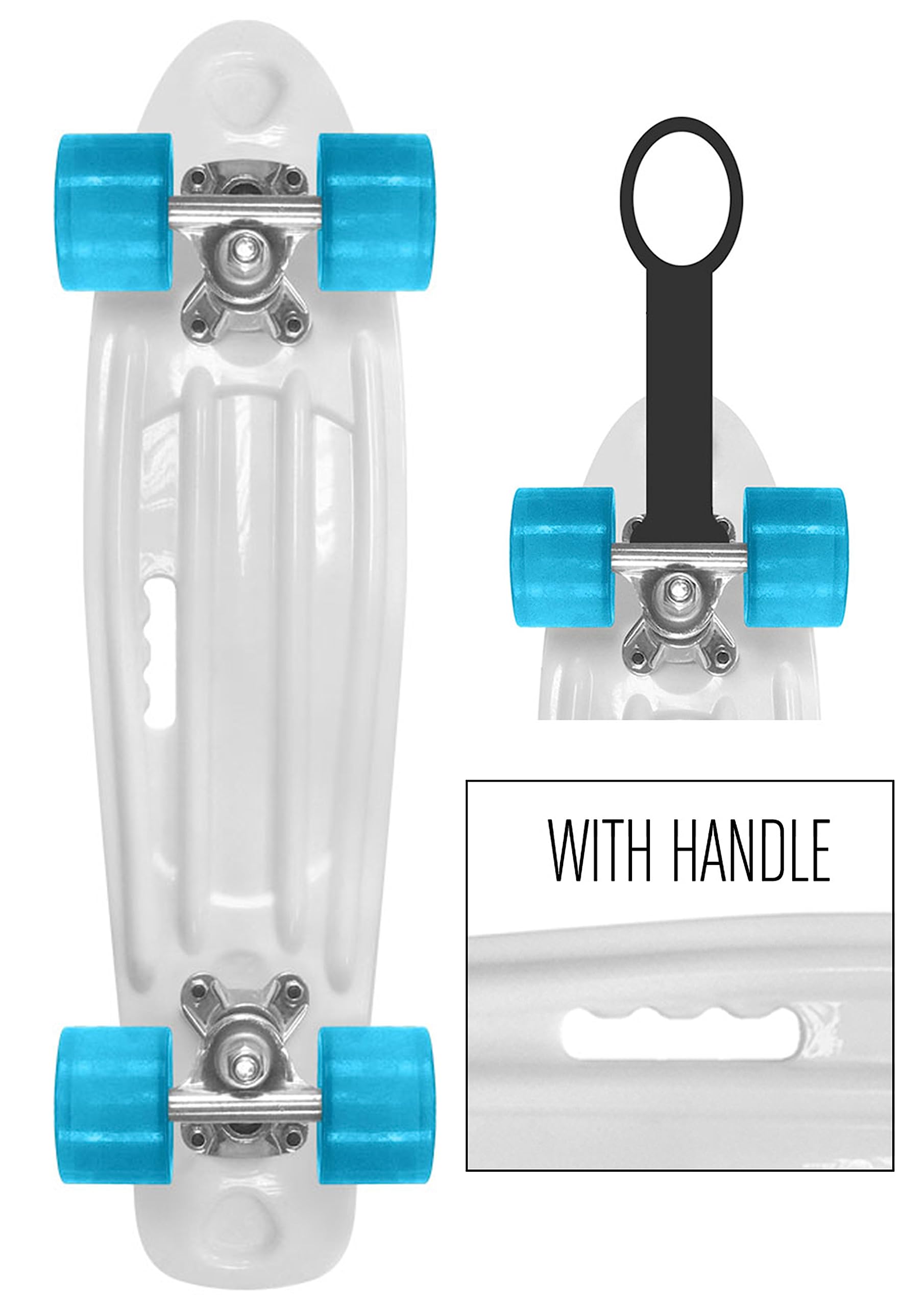 STAMP Skateboard 22 x 6 con manico Skids Control, JS100310, WHITE, 22 POLLICI