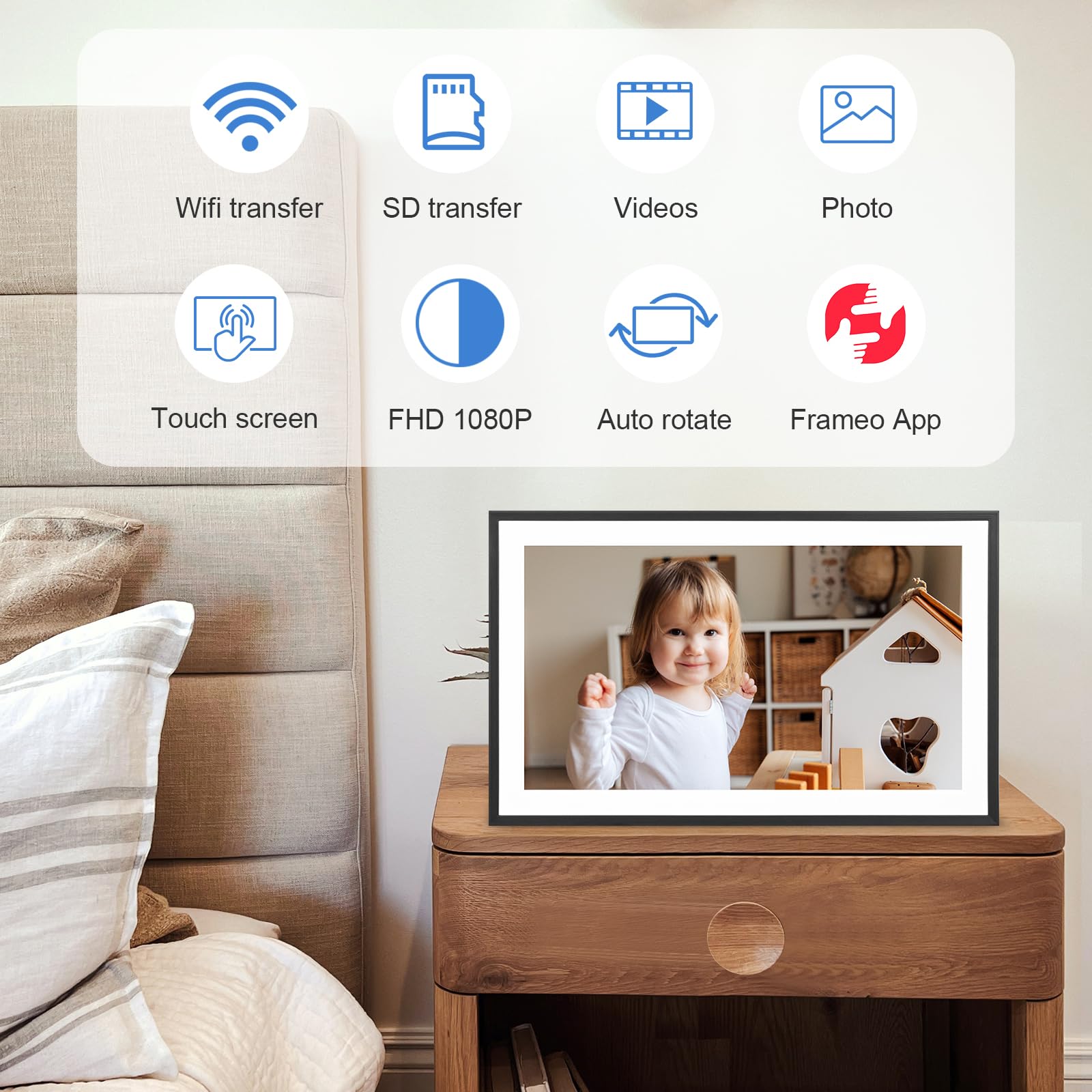 Digital Picture Frame 32G WiFi 15.6 inch Digital Photo Frame with