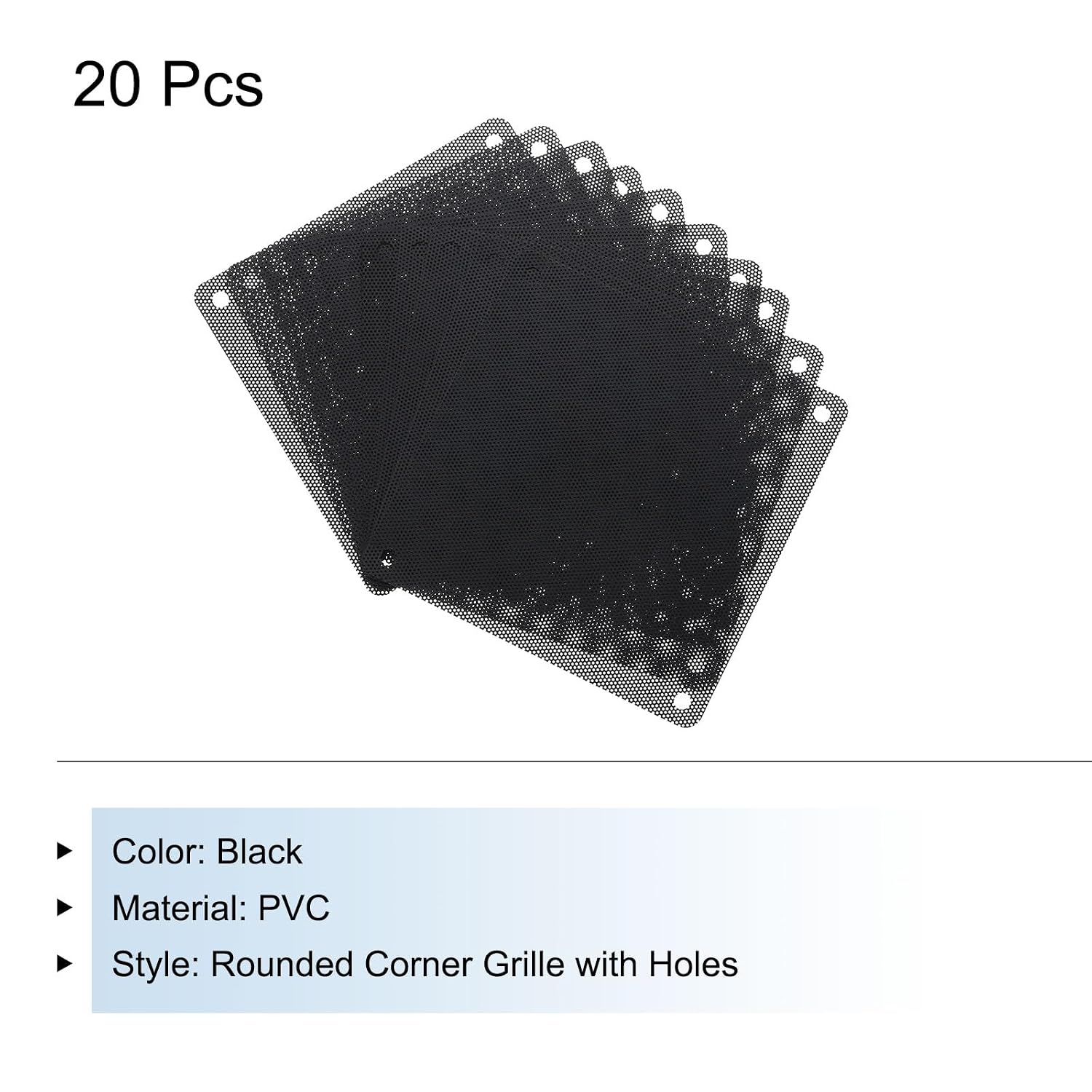 MECCANIXITY 20PCS PC Dust Filter, 120mmx120mm PVC Computer Case Cooler Dustproof Mesh Cover Fan Grills for Computer Chassis Speaker, Black
