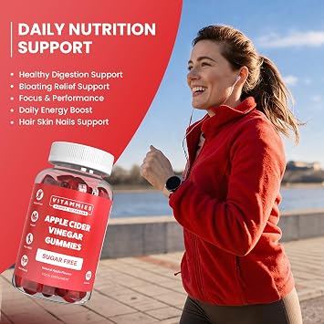 Vitammies Apple Cider Vinegar Gummies 1000mg | Vegan ACV Gummies with Vitamin C & Chromium | Weight Management, Digestive & Gut Health Support | Sugar Free, Gluten Free, Non-GMO | 60 Gummies