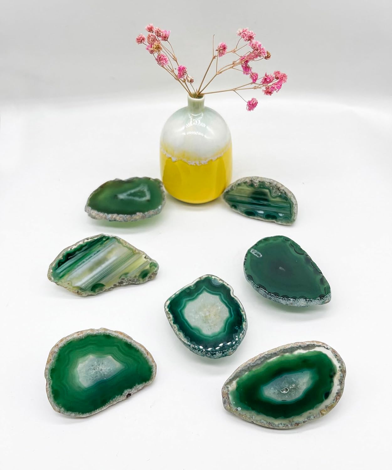 Agate Drawer Knobs - 4Pcs Geode Dresser Knobs - Gems Stone Cabinet Handles, Agate Geode Cabinet Knobs for Furnitures DIY