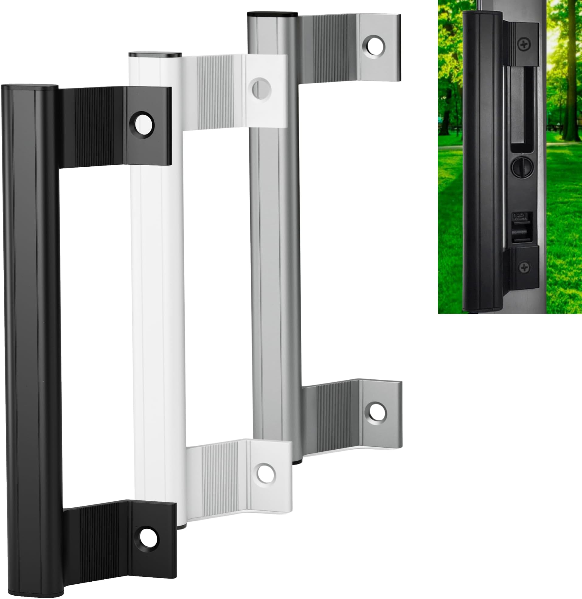 Sliding Door Pull - Aluminum Patio Pull Handle, 6-5/8 in. Mounting Holes, Black