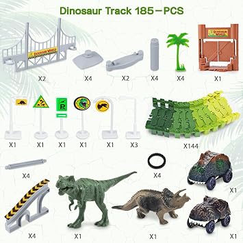 Dinosaur Race Track Toys, Birthday Gift Toys for Kids Boys Girls Age 3+