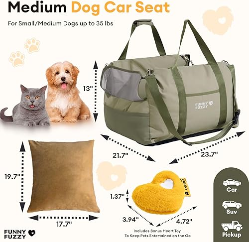 Miniatura 2 de FUNNY FUZZY Asiento de automóvil impermeable para perros pequeños y medianos de hasta 35 libras, asiento elevador para mascotas desmontable y