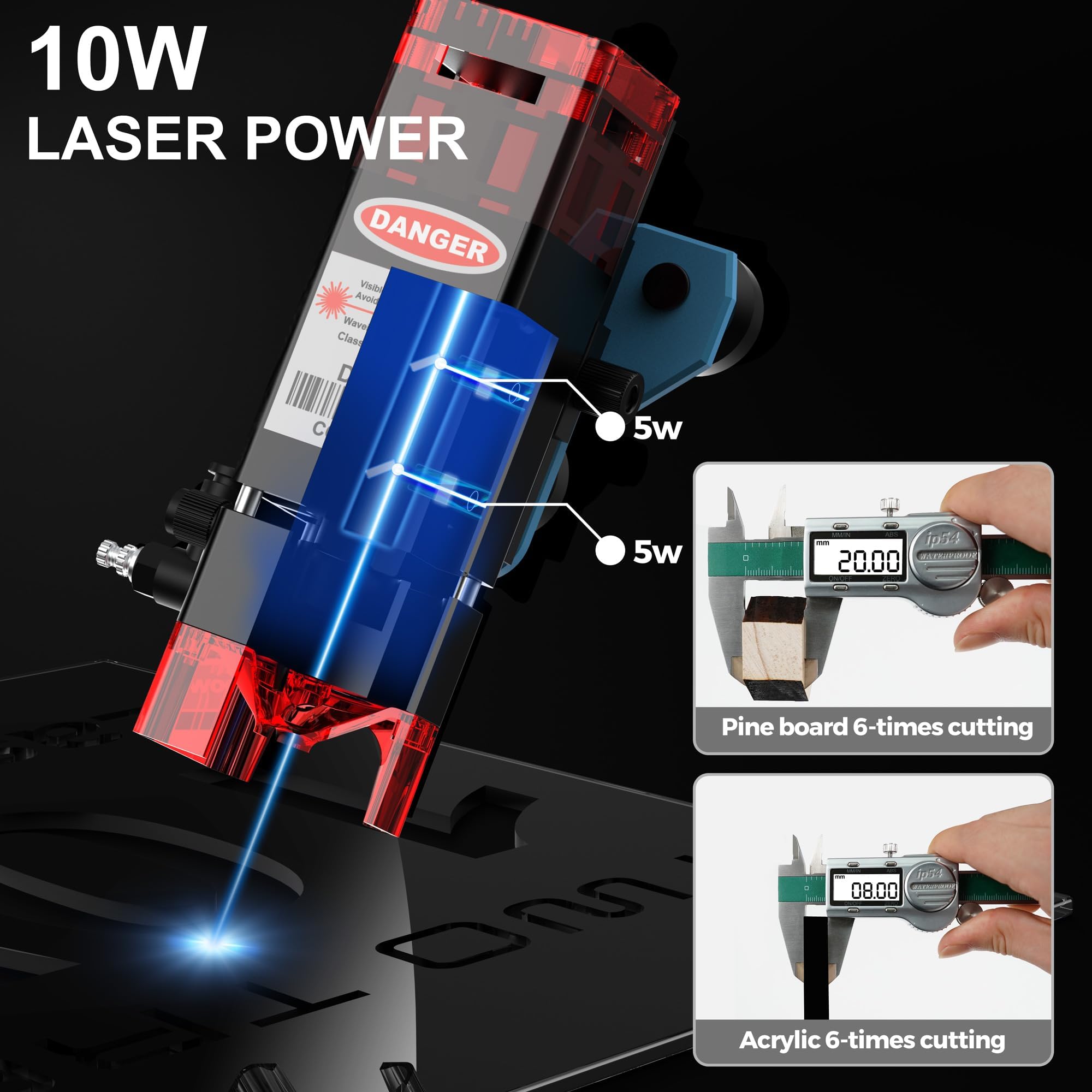 Twotrees TTS-10 PRO 10 W Maszyna do grawerowania laserowego Maszyna do cięcia laserowego Narzędzie do grawerowania laserowego do drewna Metal Aluminium Szkło Skóra