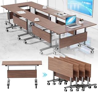 1-Pack Folding Conference Room Tables,Flip Top Mobile Table with Silent Locking Wheels,Modern Saving Space Seminar Training Meeting Table,Classroom Tables for High School