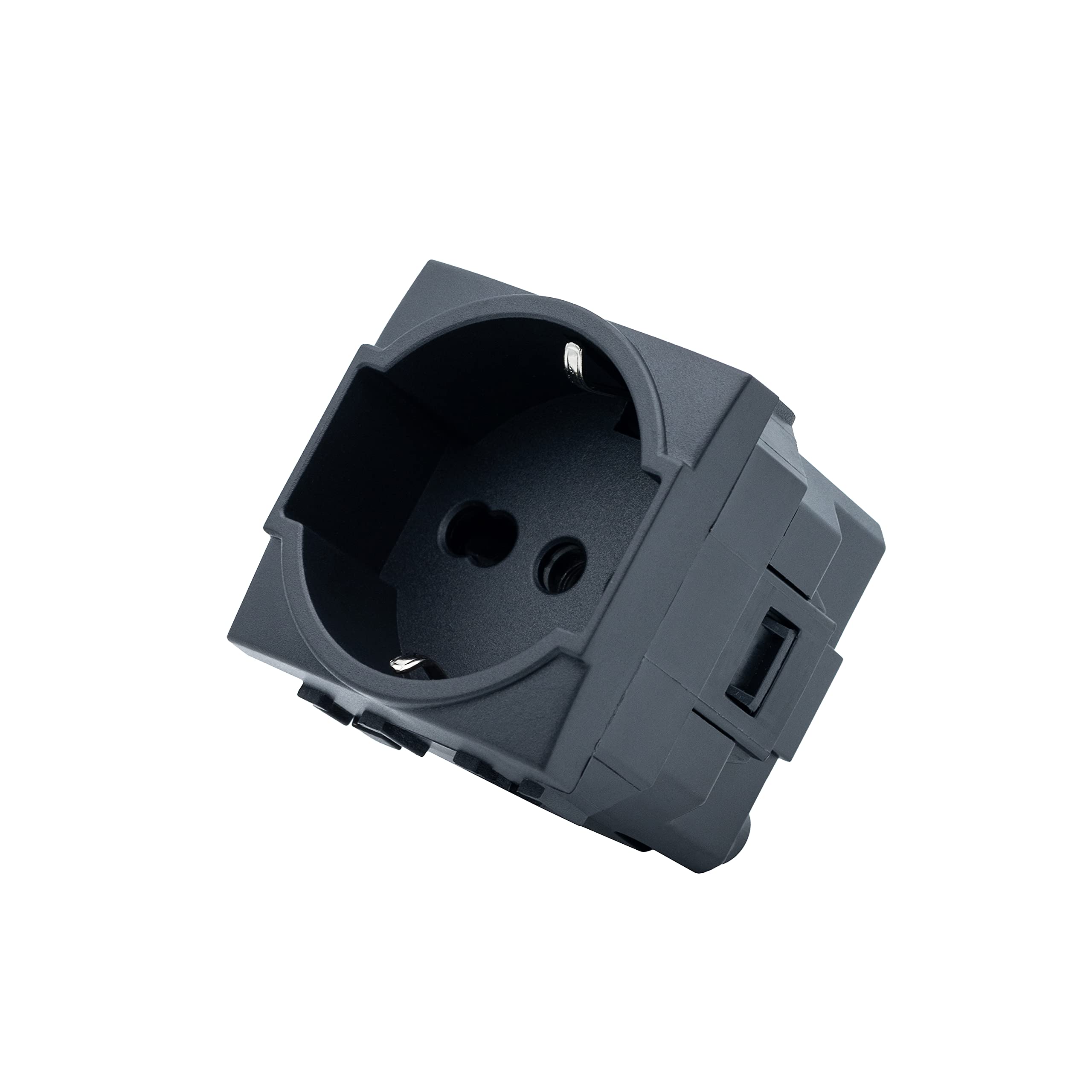 Bratek 2 Prese Schuko Compatibile Bticino Living Light e International 2P+T 10/16A - Presa Elettrica a Muro Tedesca + Bipasso Italiana Antracite x Supporti B Ticino Livinglight e Living International
