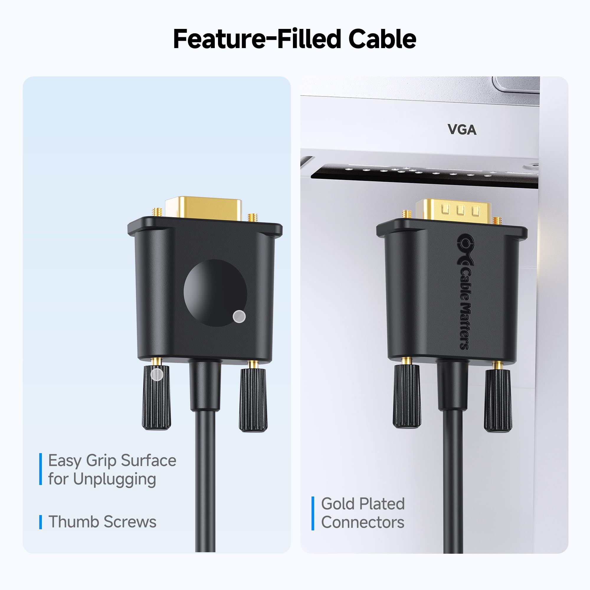 Cable USB C a VGA (cable USB-C a VGA) de 6 pies - Thunderbolt 4 / USB4 / Thunderbolt 3 Puerto compatible con MacBook Pro, Dell XPS 13, 15, HP Spectre x360, Surface Pro, Yoga 910 y más 6