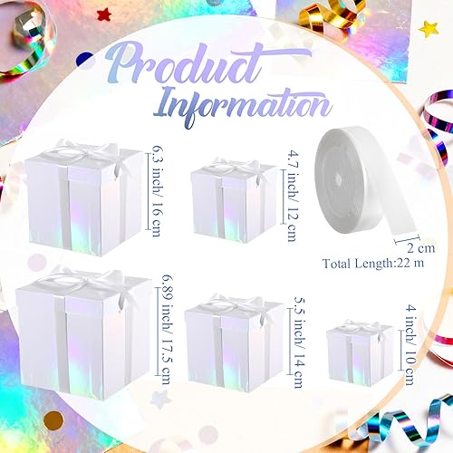 Vista 39 de Cholemy 5 cajas de regalo para Navidad con tapa y cinta, cajas de anidación cuadradas de tamaño mixto, cajas de envoltura de regalo, cajas 5