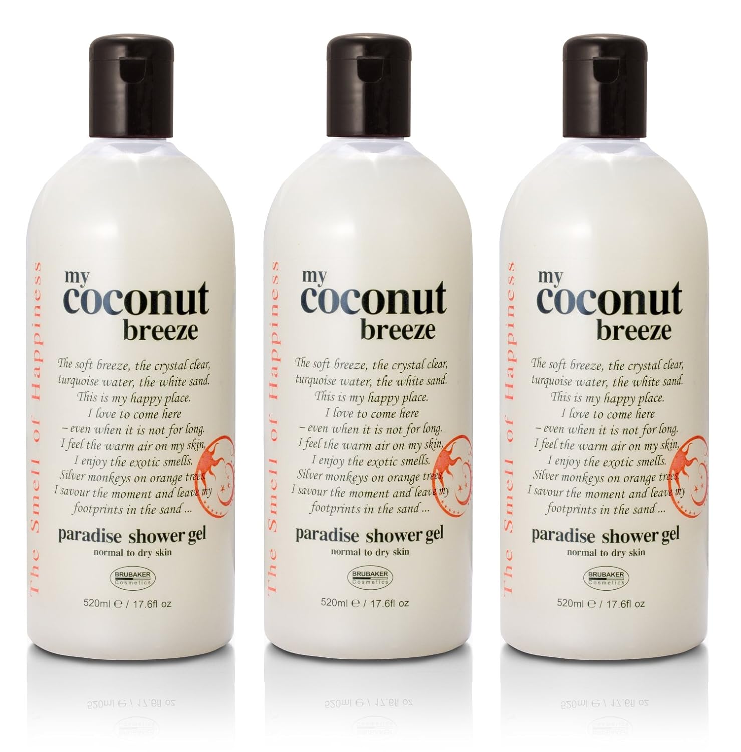 BRUBAKER 3Pack Happiness Shower Gel, Body Wash, Bath Gel