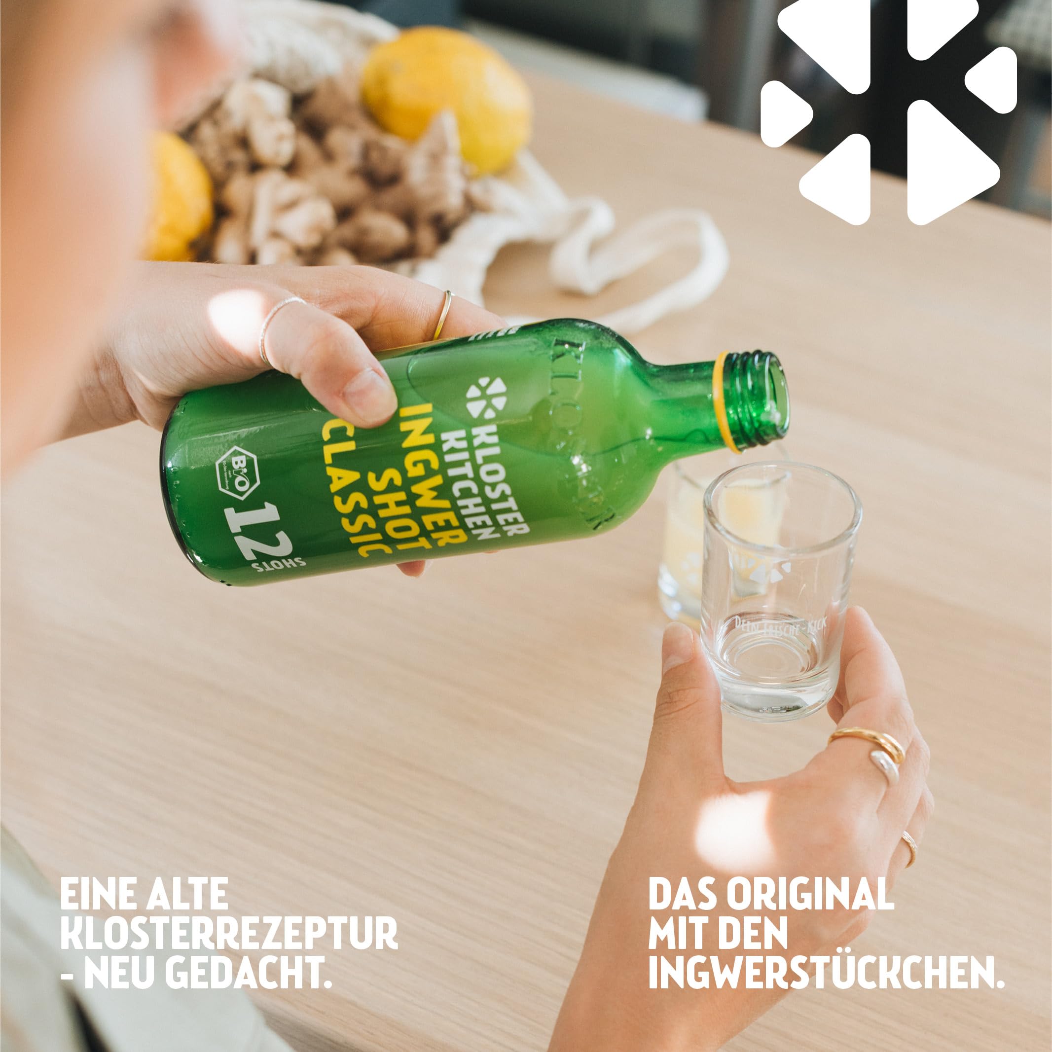 Kloster Kitchen Bio Ginger Shot Classic 7 x 30 ml trozos reales de jengibre vegano