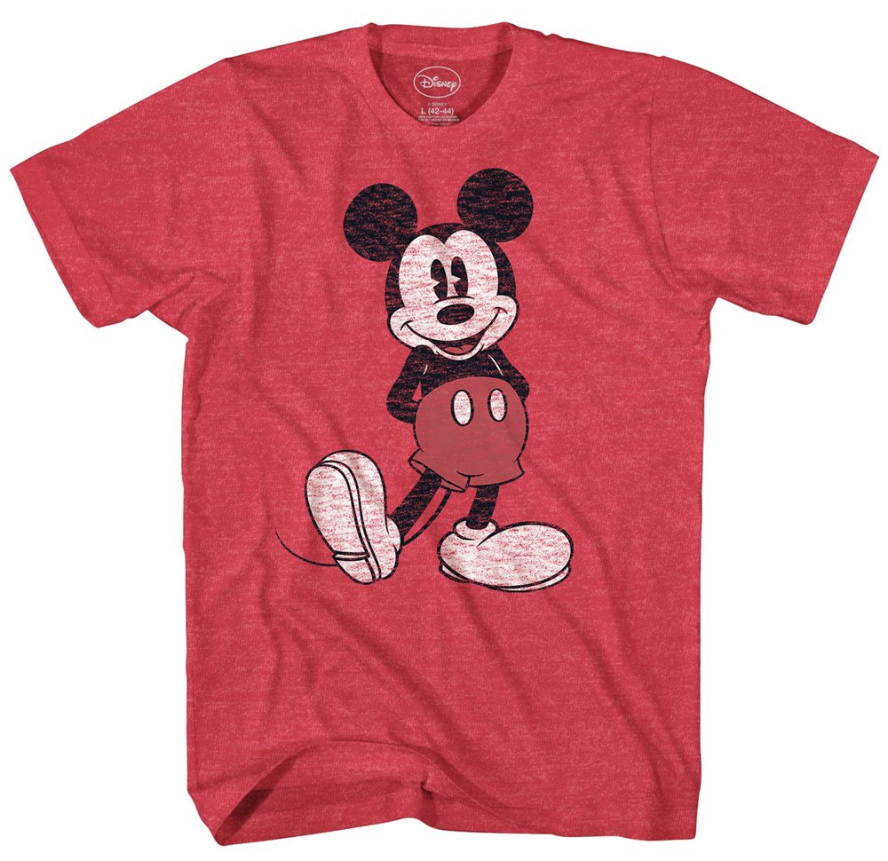 Disney Men's Full Size Mickey Mouse Distressed Look T-Shirt(Heather Red,XXL)