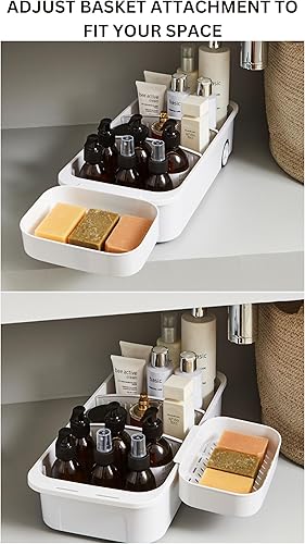Miniatura 5 de GAROOD Organizador de cocina para debajo del fregadero, organizador de suministros de limpieza extraíble con ruedas, organizador para debajo del