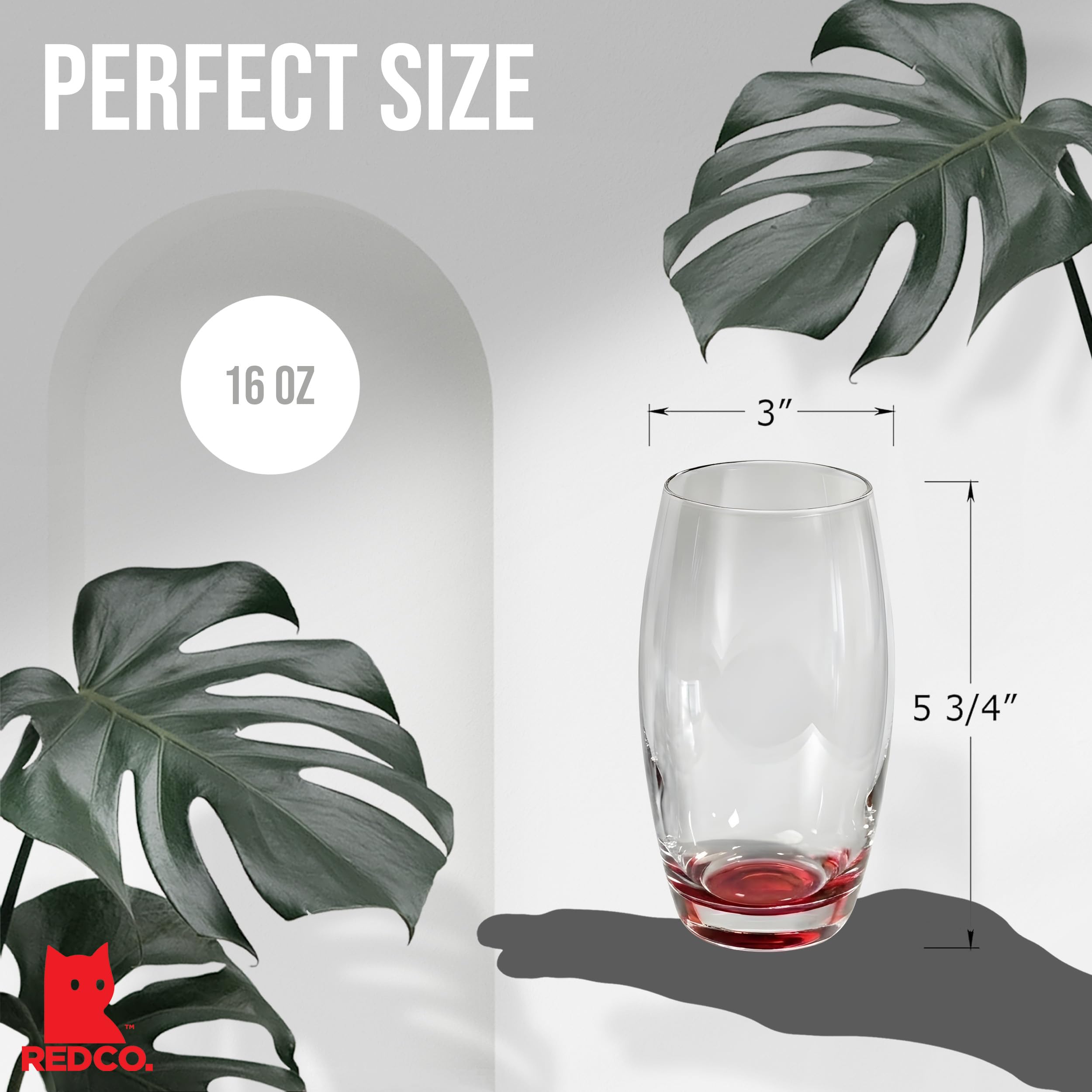 Prism Multi Colored Water/Beverage Glasses, 17.25 Ounce - Set of 6 by Red Co.
