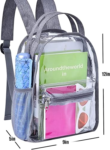 Miniatura 2 de Mini mochila transparente mochilas pequeñas transparentes para niños mochila transparente para la escuela deportes estadio viajes de seguridad gris