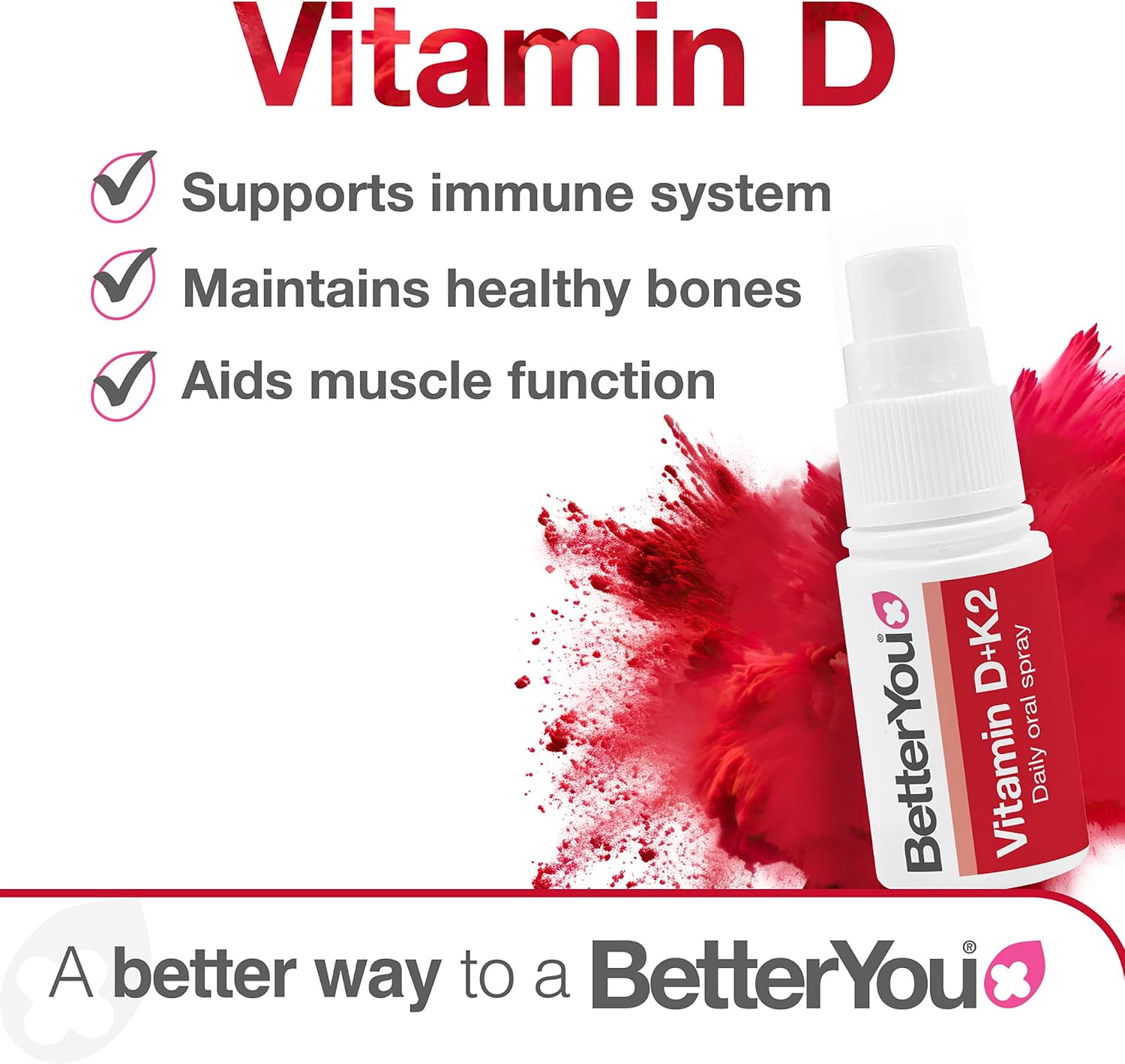 BetterYou 3 Pack Vitamin Spray Bundle - D3 K2 Vitamin D Supplements Oral Spray - Iron and B12 Oral Spray - Convenient Alternative for Tablets - 3 pc