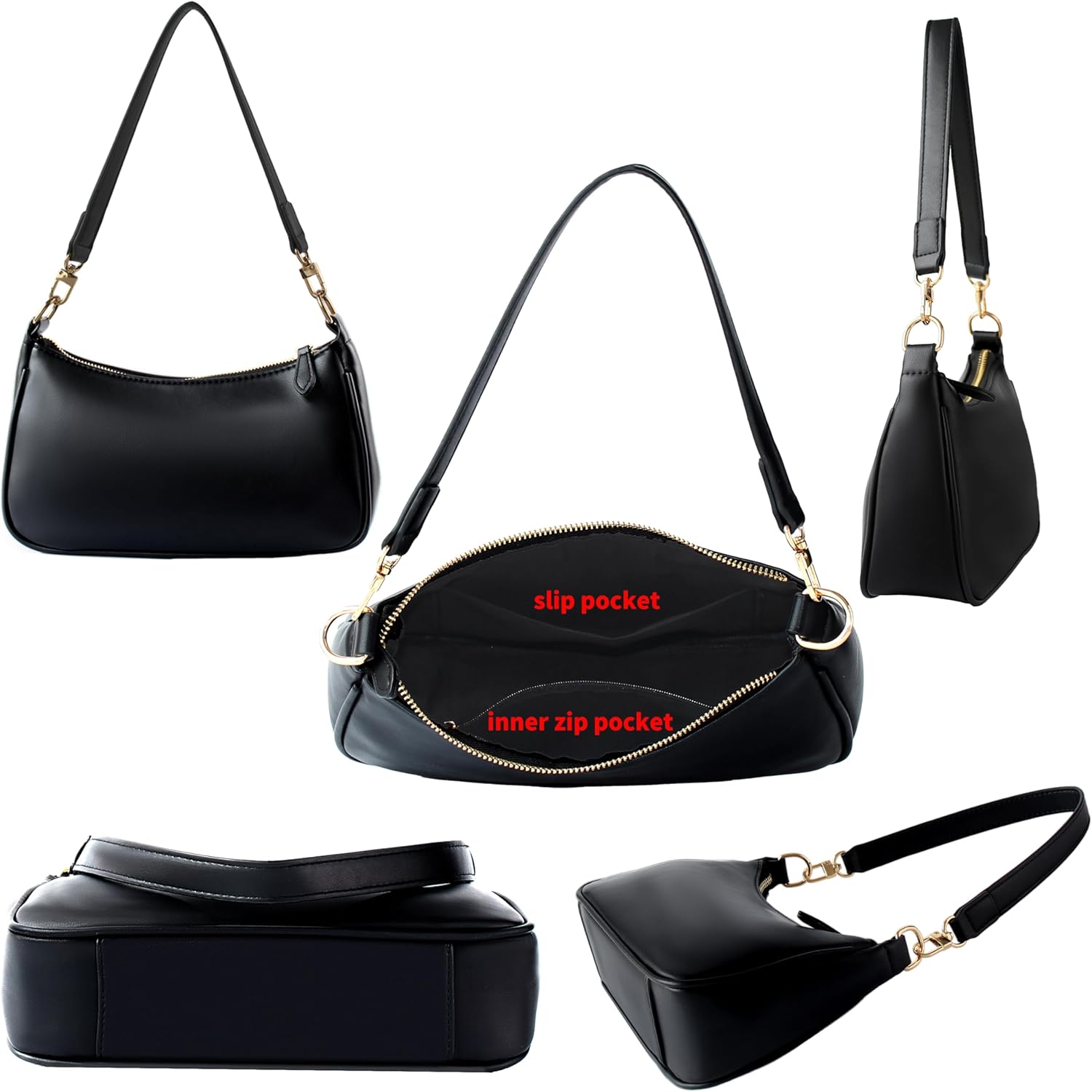 Shoulder Bag for Women, Small Black Purse Handbag, Little Cute PU Leather Mini Purse Hand Bag - Image 5