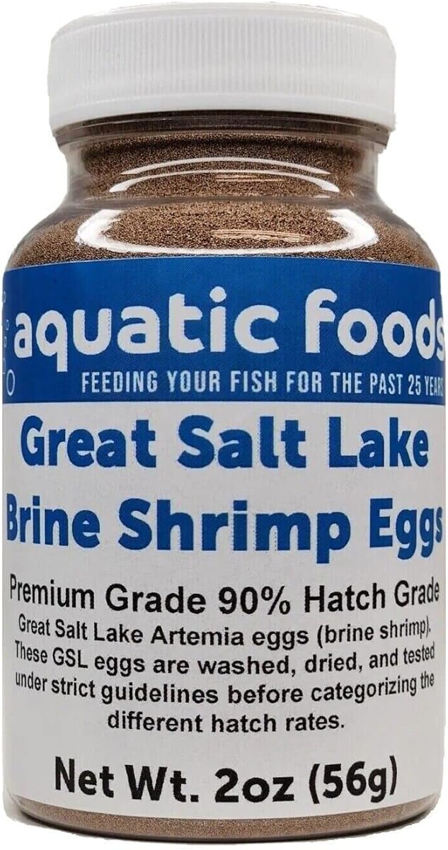 Aquatic Foods Inc. Brine Shrimp Artemia Eggs, Premium Grade 90% Hatch Rate from The Great Salt Lake, Utah, USA…2oz Bottle