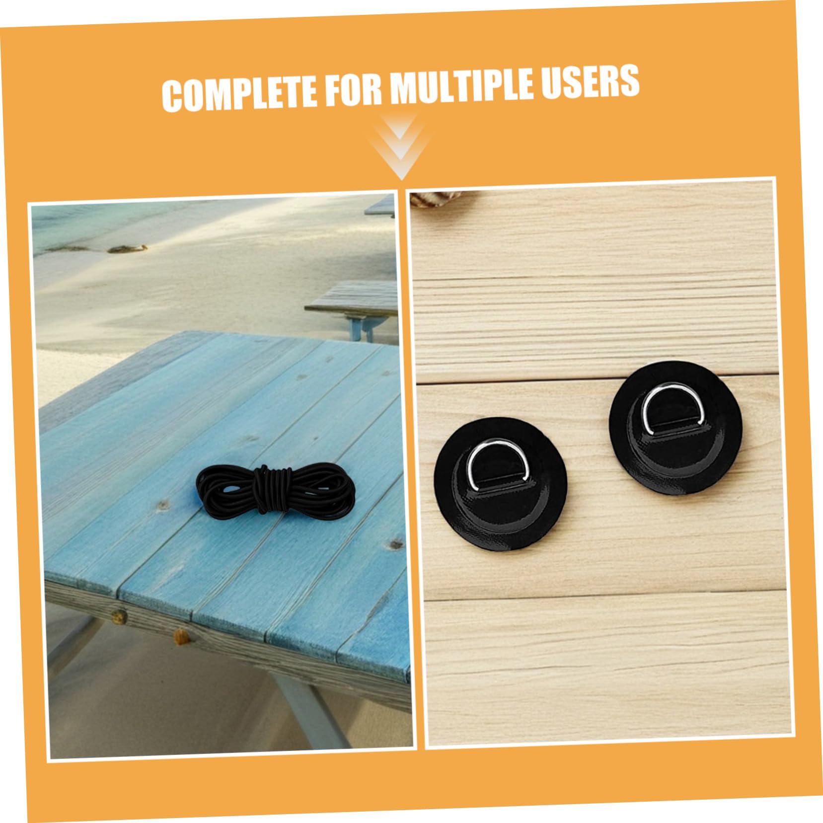 PRETYZOOM 2 Juegos Anillas D de Acero Inoxidable para Kayak Inflable Kit de Cuerdas Elásticas con Parche de PVC Antideslizante Accesorios para Tablas de Paddle Surf y